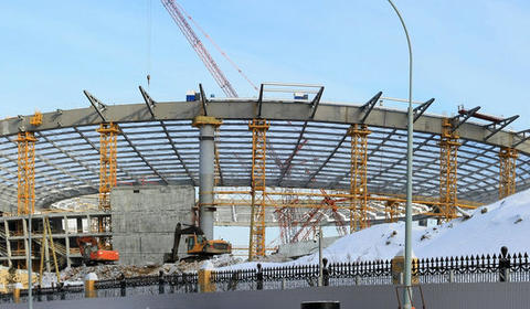 Stade de football en construction
